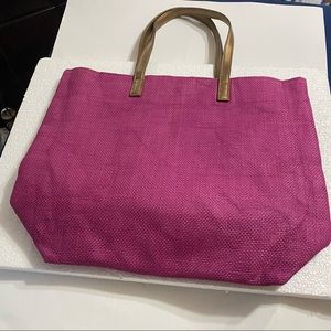 Large Bohemian Fuchsia Pink Woven Tote Bag